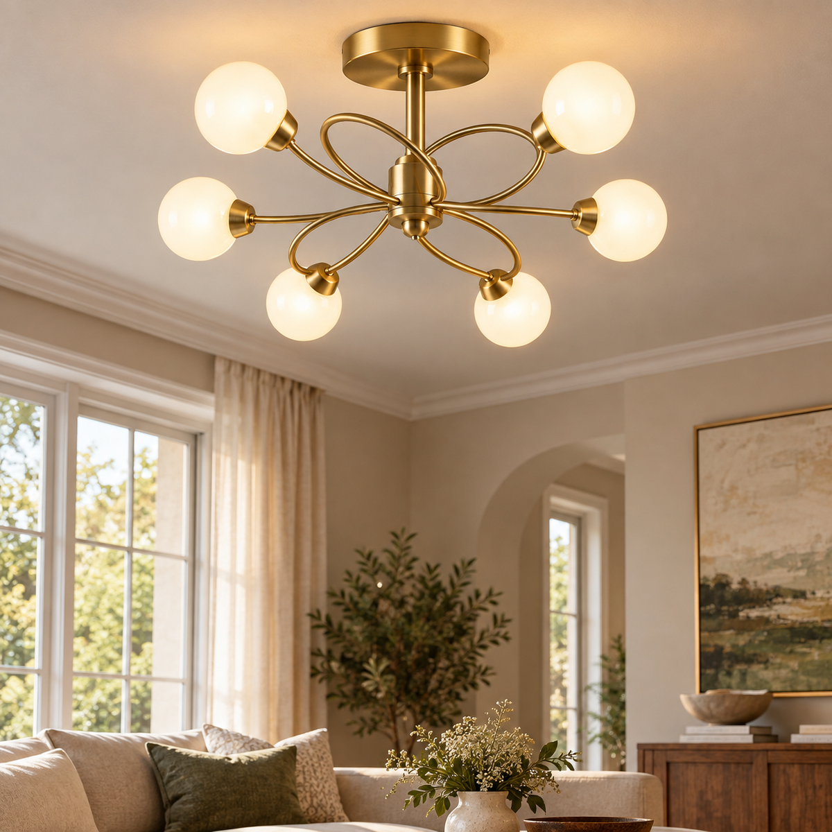 Blue 10-Light Sputnik Ceiling Light