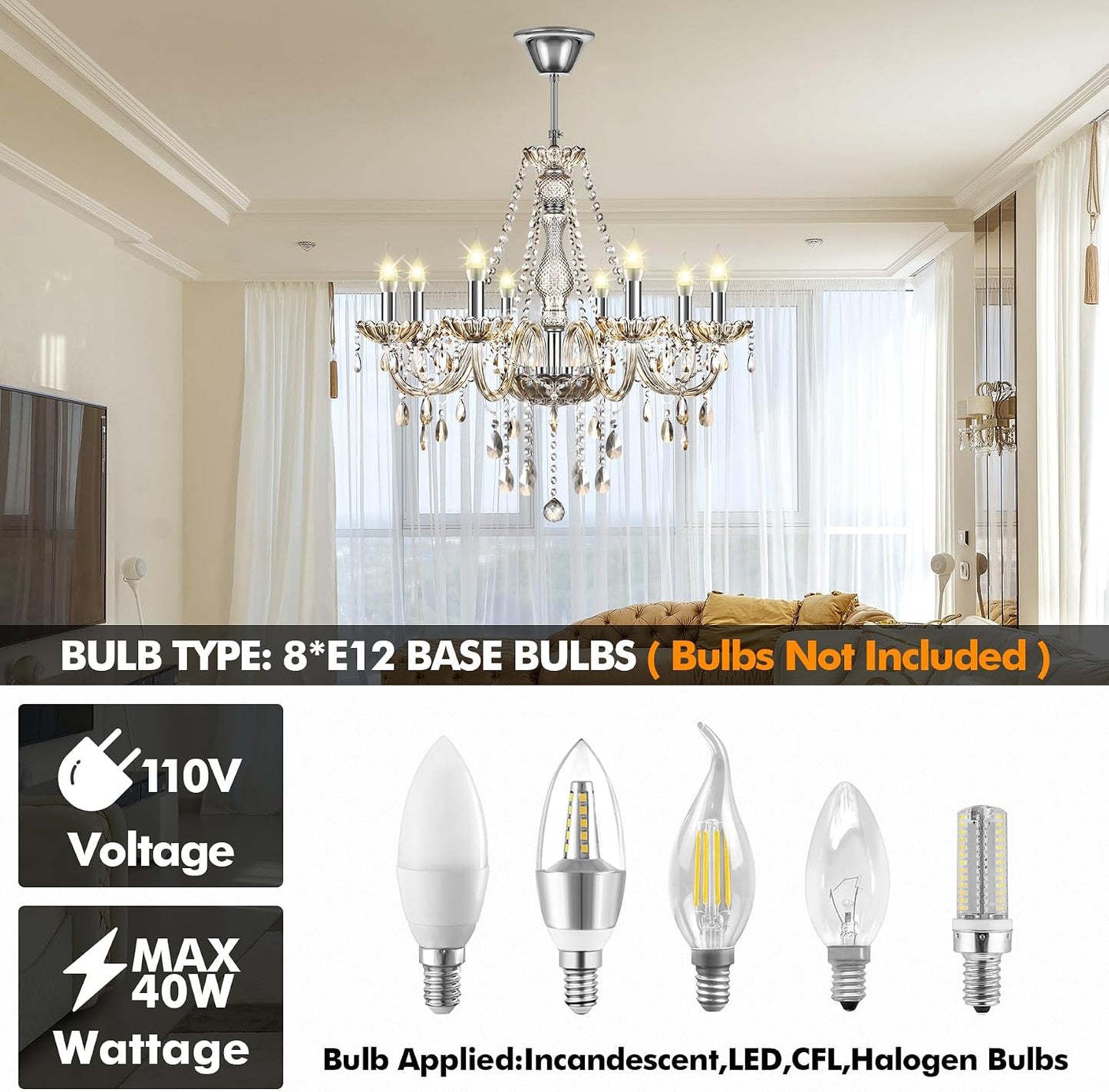 Cognac 8-Light Crystal Chandelier