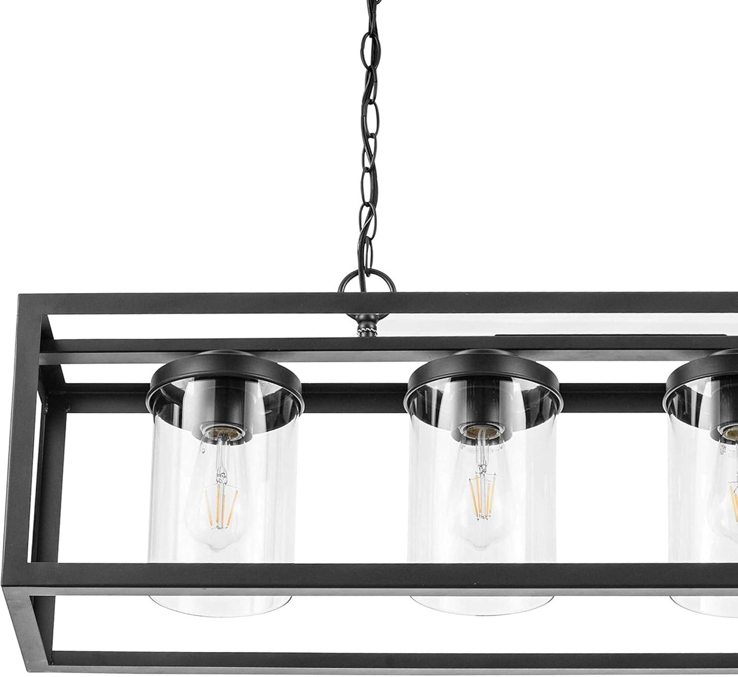 Matte Black 4-Light Linear Chandelier