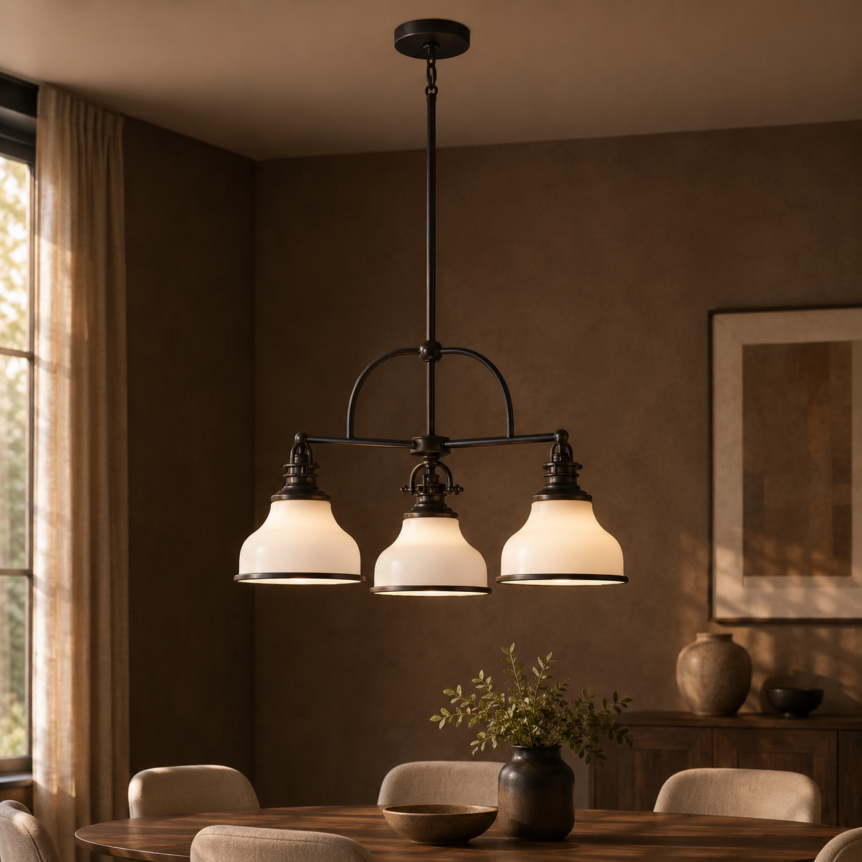 Bronze 3-Light Chandelier