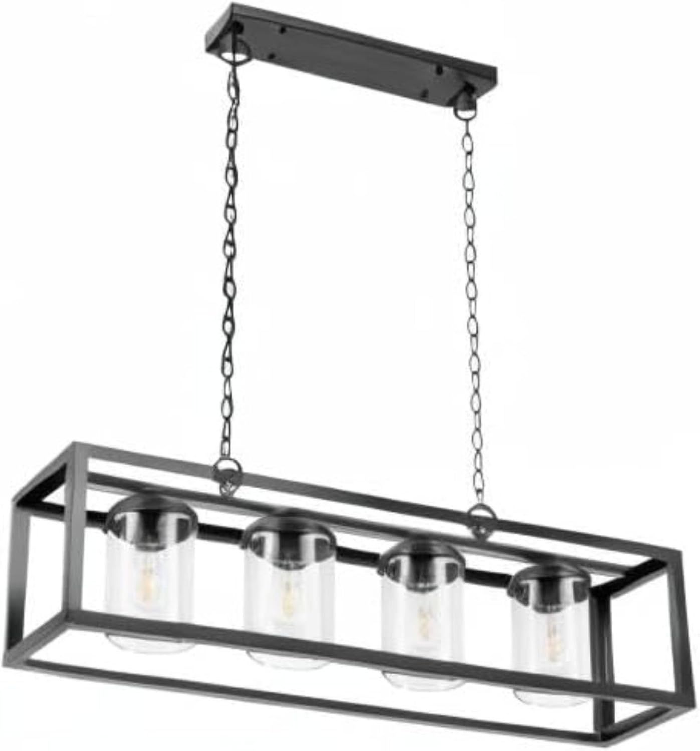 Matte Black 4-Light Linear Chandelier