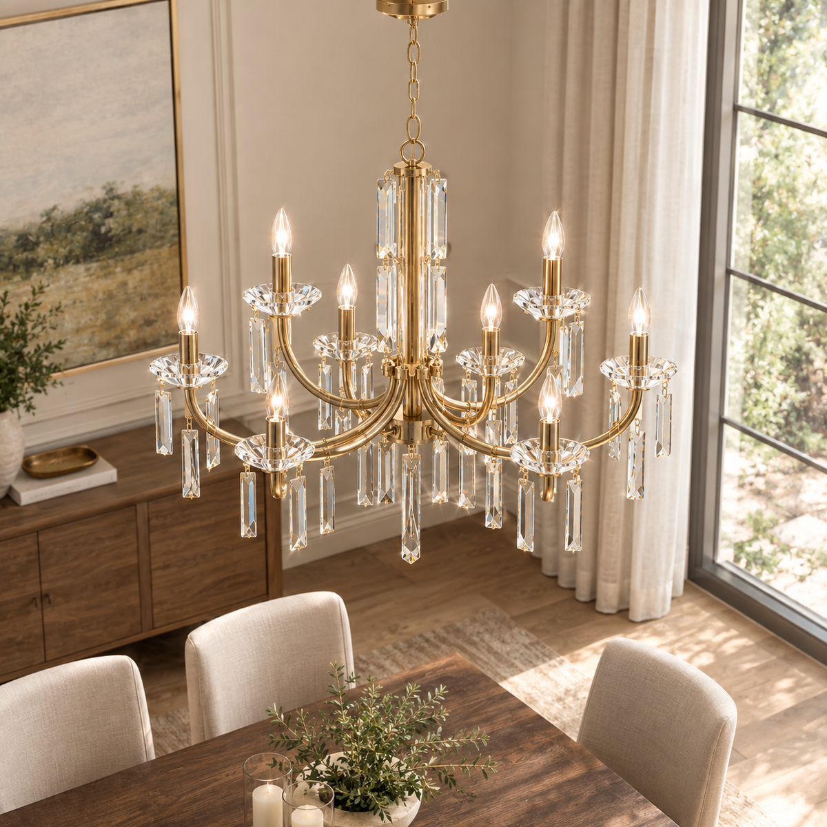 Modern 10-Light K9 Crystal Chandelier