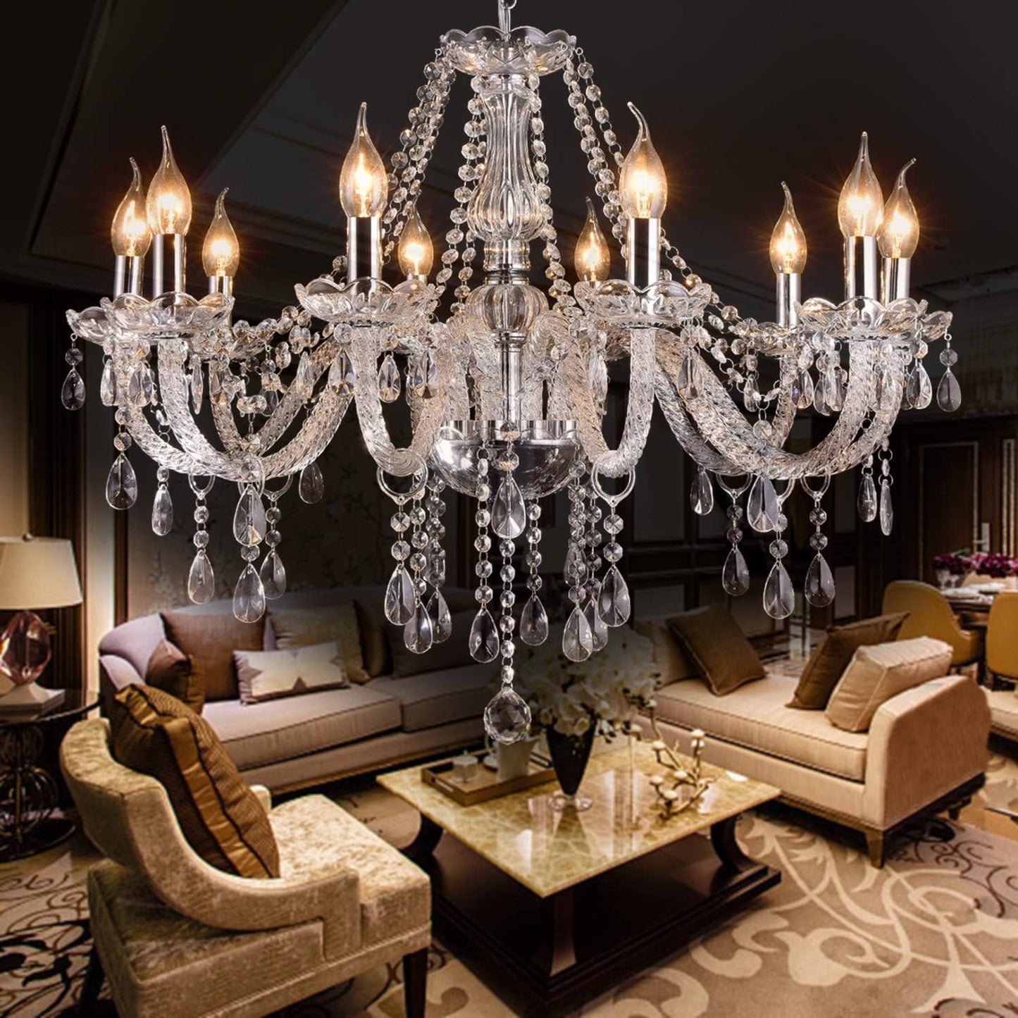Modern 10-Light K9 Crystal Chandelier