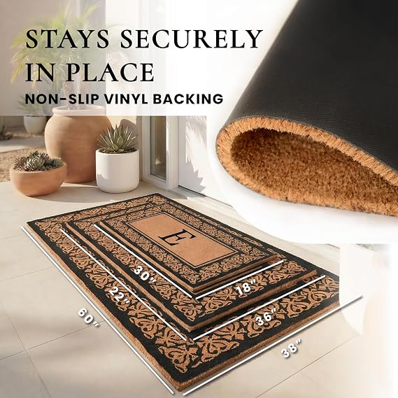 Black Coir Welcome Mat