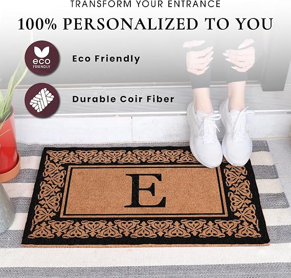 Black Coir Welcome Mat