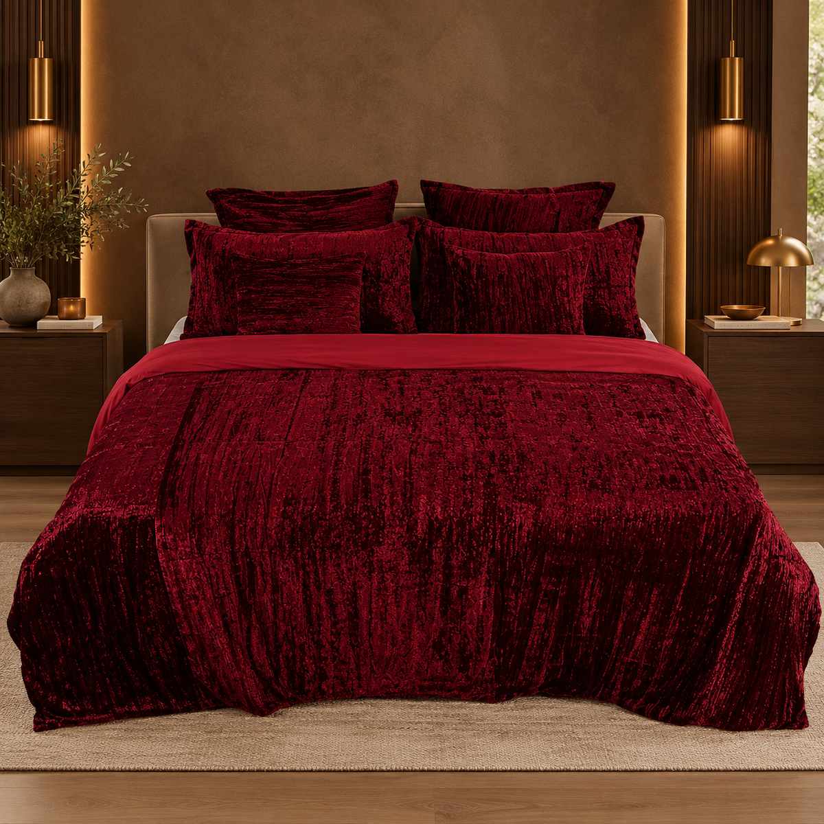 Crushed Velvet Duvet Cover Set,