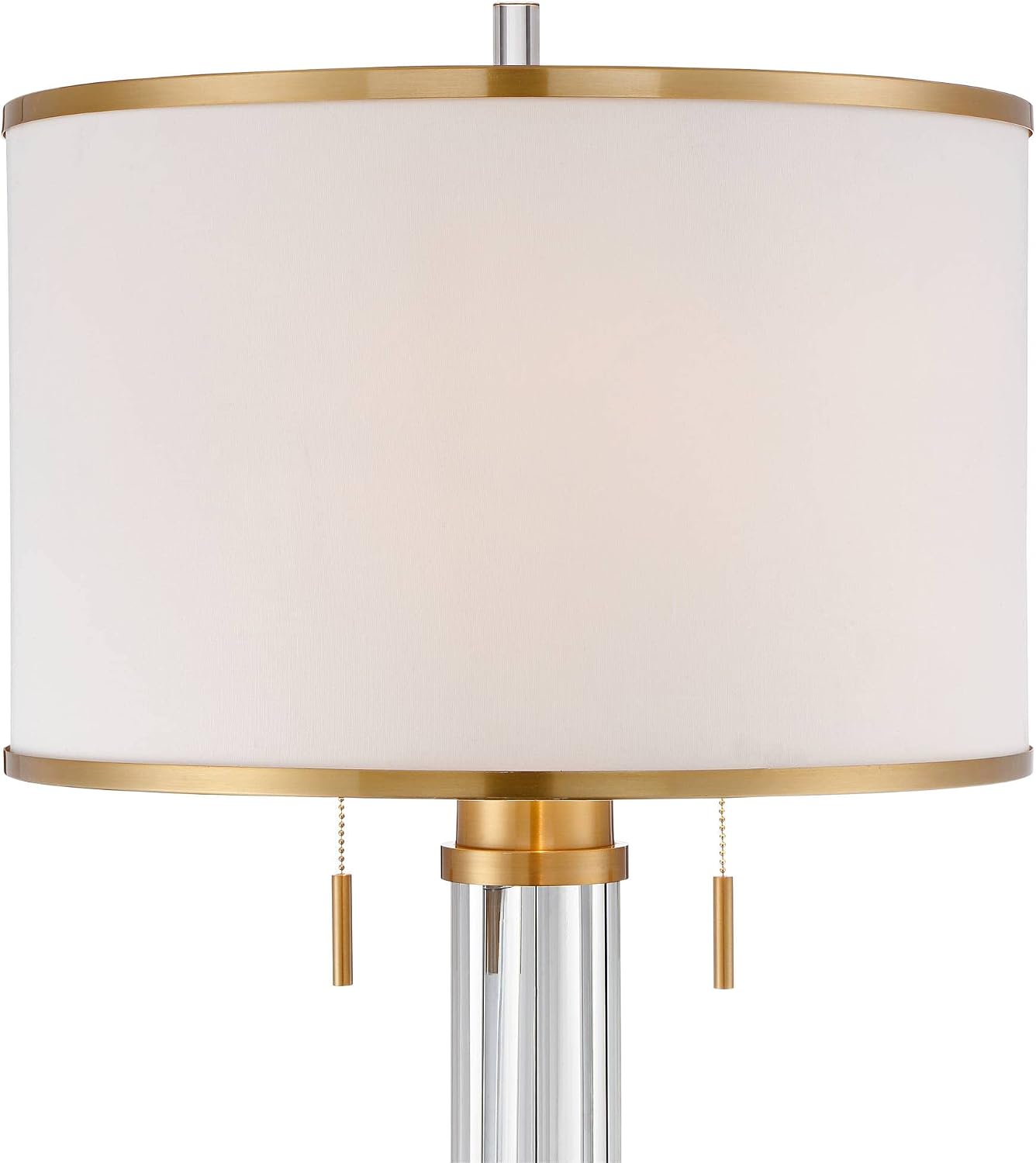Satin Brass Crystal Column Floor Lamp