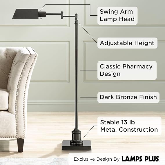 Adjustable Bronze Swing Arm Floor Lamp