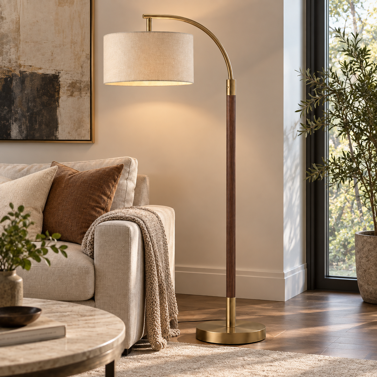 Adjustable Bronze Swing Arm Floor Lamp
