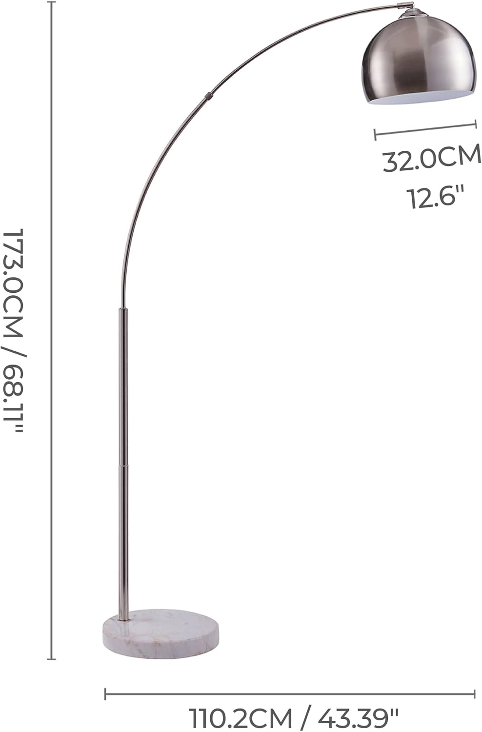 Arc Floor Lamp with Faux Marble Base