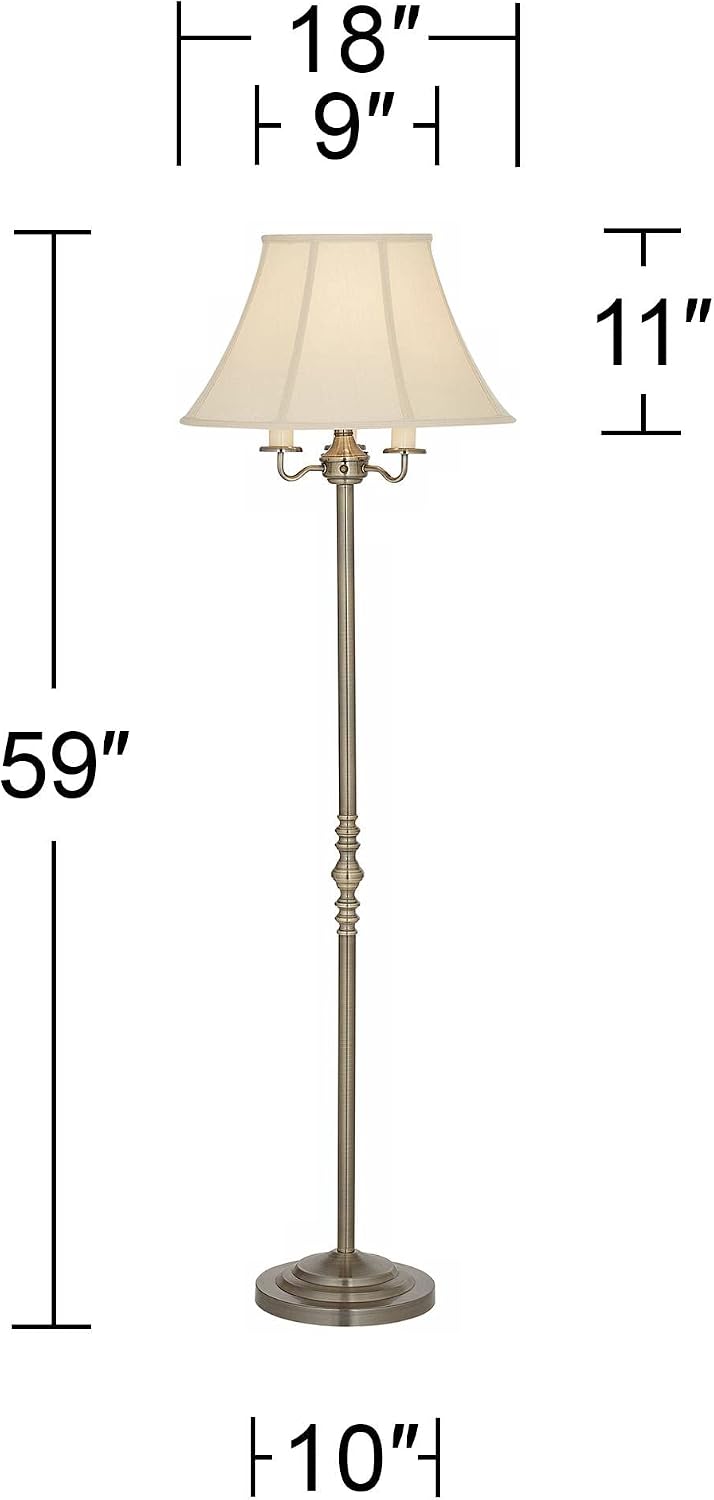 Brass 4-Light Traditional Floor Lamp, 59"