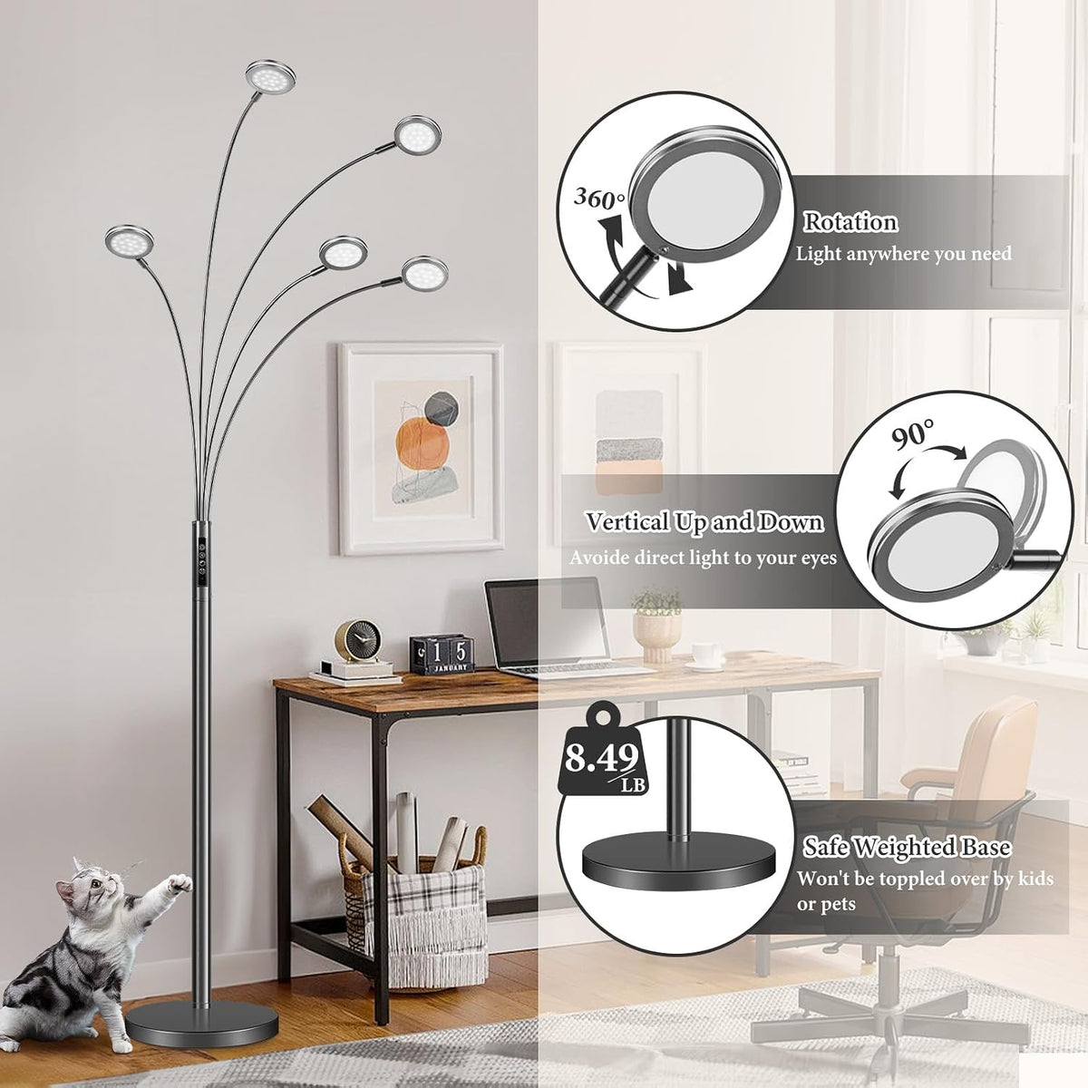 LED Arc Floor Lamp with Remote & Timer