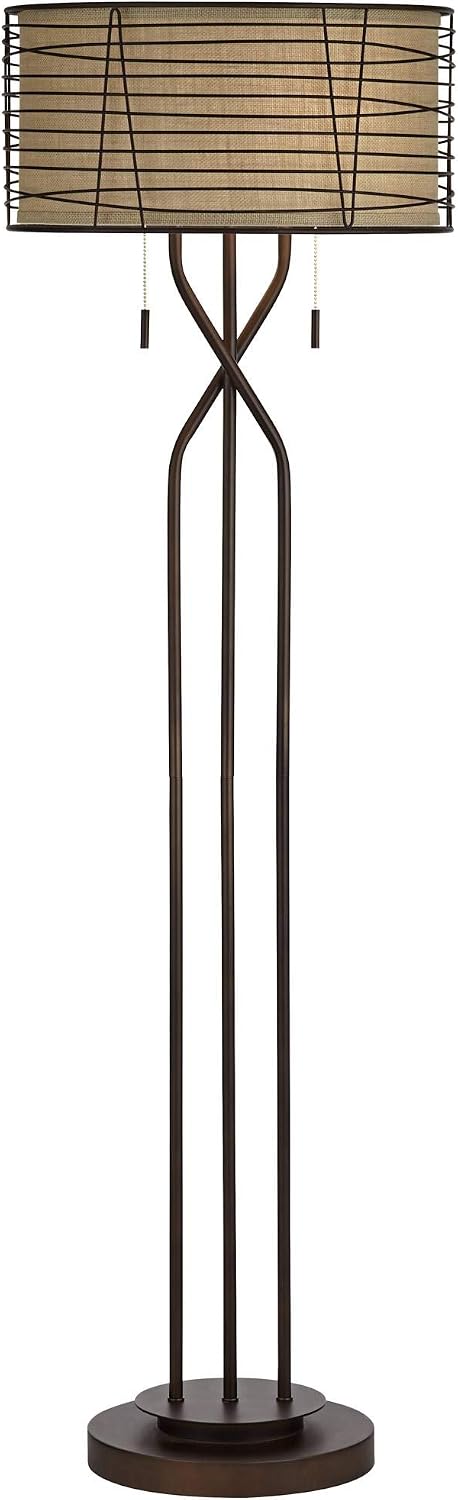 Bronze Woven Metal Floor Lamp, 60.5"