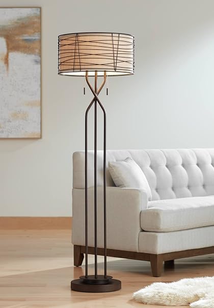 Bronze Woven Metal Floor Lamp, 60.5"