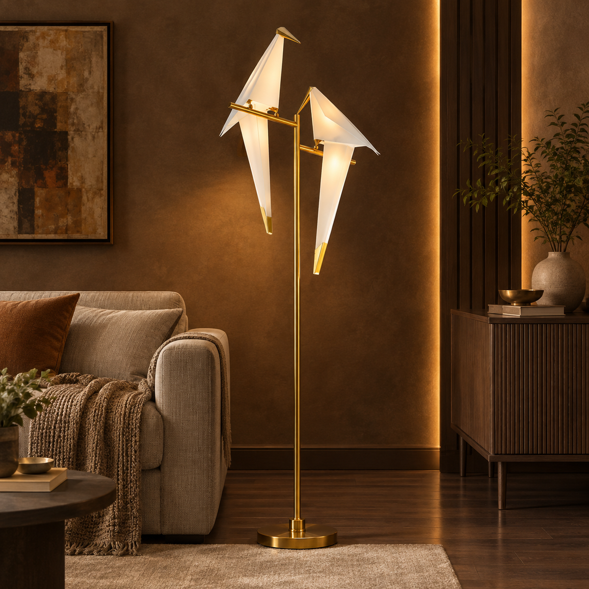 Gold Bird Floor Lamp, 68"