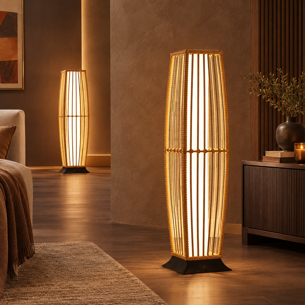 Solar Wicker Floor Lamps
