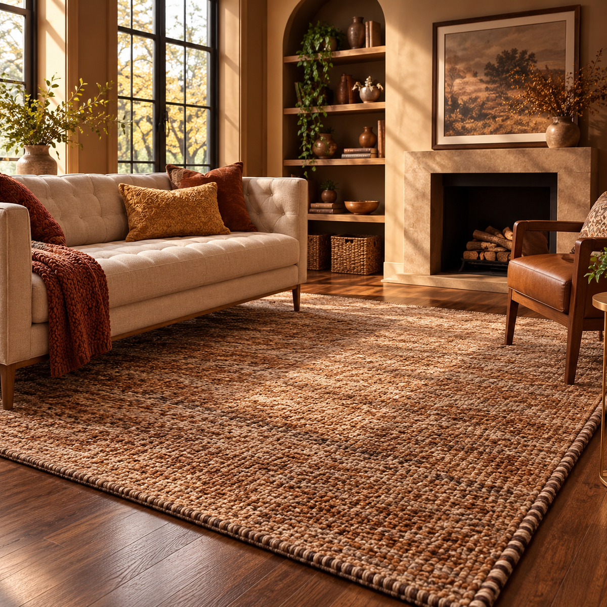 Ivory Wool Knotted Rug