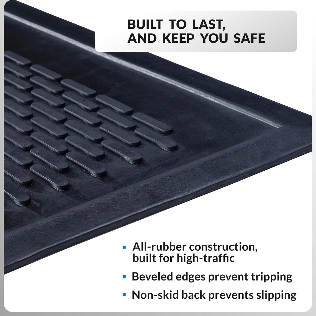 Heavy-Duty Rubber Scraper Door Mat, 4' x 6"