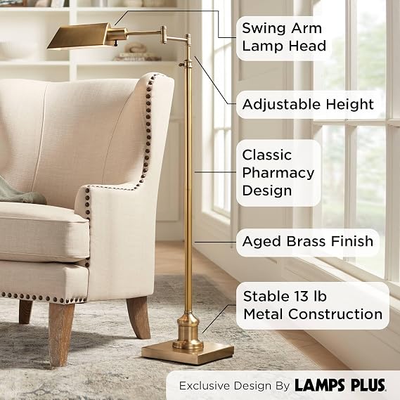 Adjustable Brass Swing Arm Floor Lamp