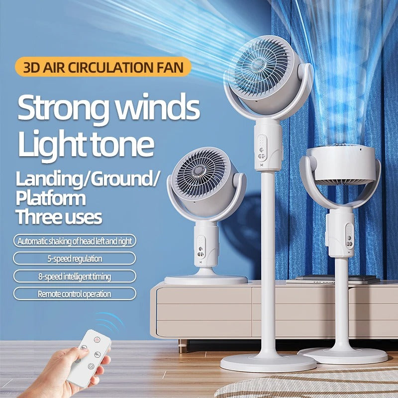 44" Smart Hybrid Pedestal Fan with Remote Control & Ultra-Quiet Air Circulation