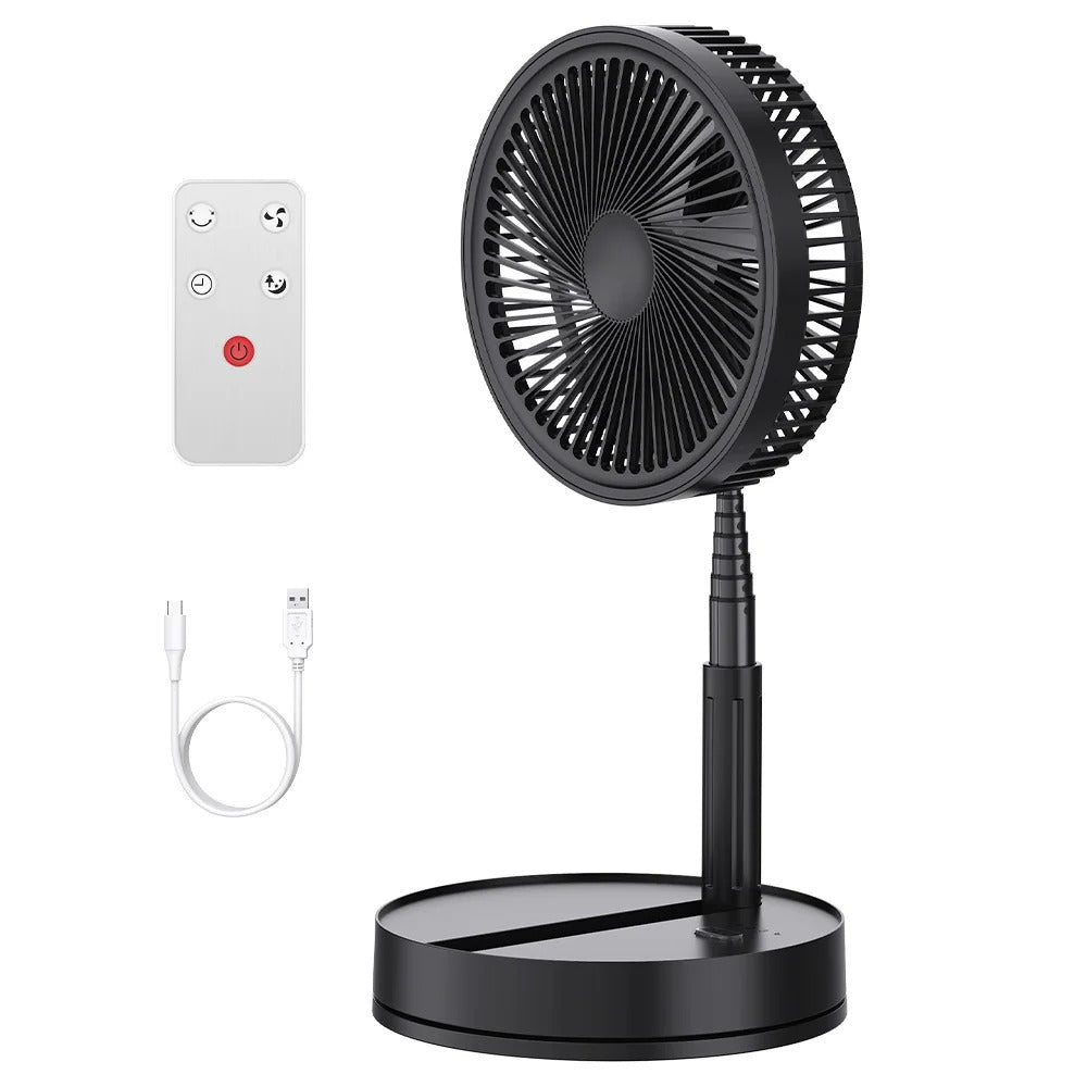 3-in-1 Foldable Telescopic Stand Fan – USB Rechargeable Portable Fan with Remote Control