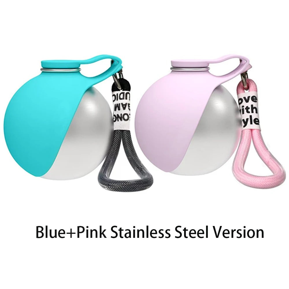 Portable Dog Water Bottle with Foldable Bowl – Leak-Proof Stainless Steel Pet Travel Water Dispenser
