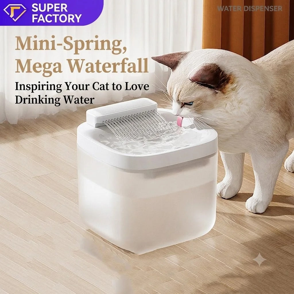 Automatic Cat Water Fountain with Waterfall Filter | Quiet Pet Drinking Fountain for Cats & Small Dogs