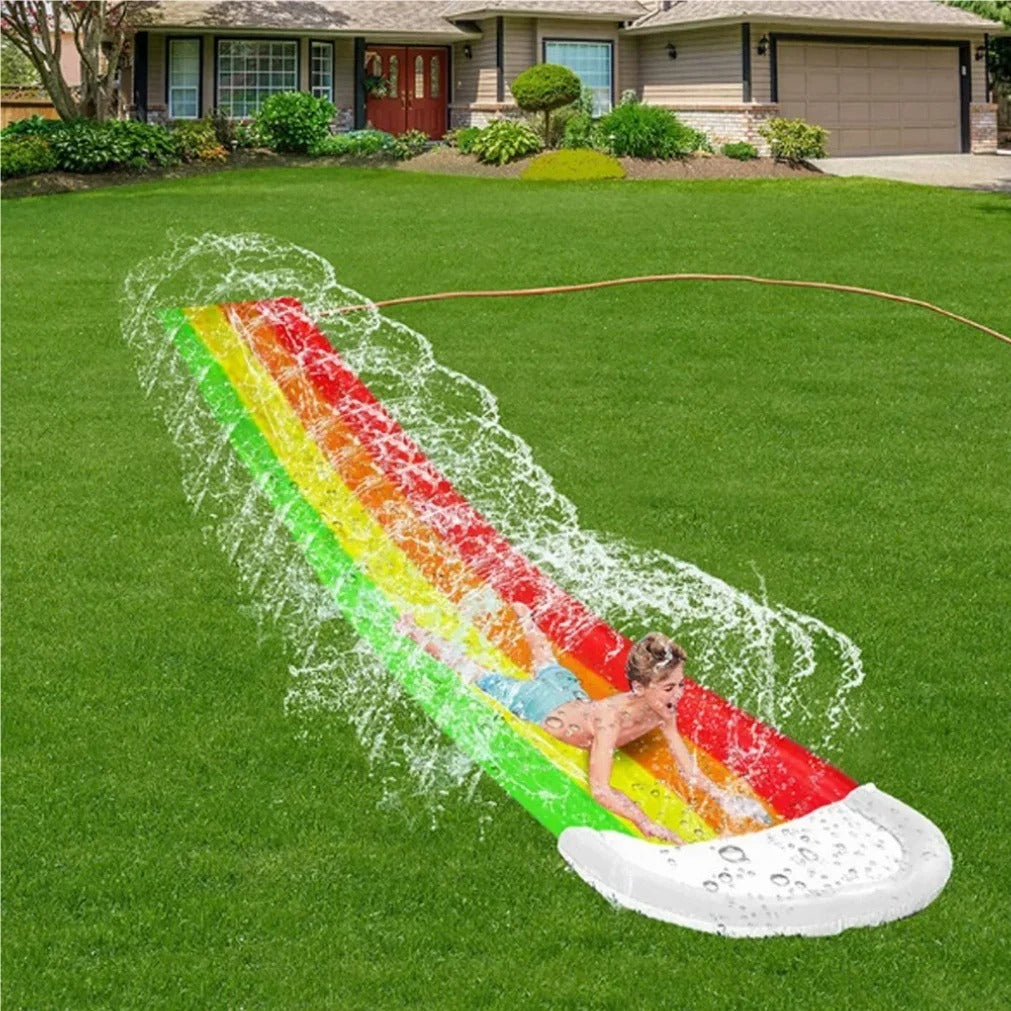 480cm Inflatable Water Slide Mat – Backyard Lawn Splash Sprinkler Slide for Kids