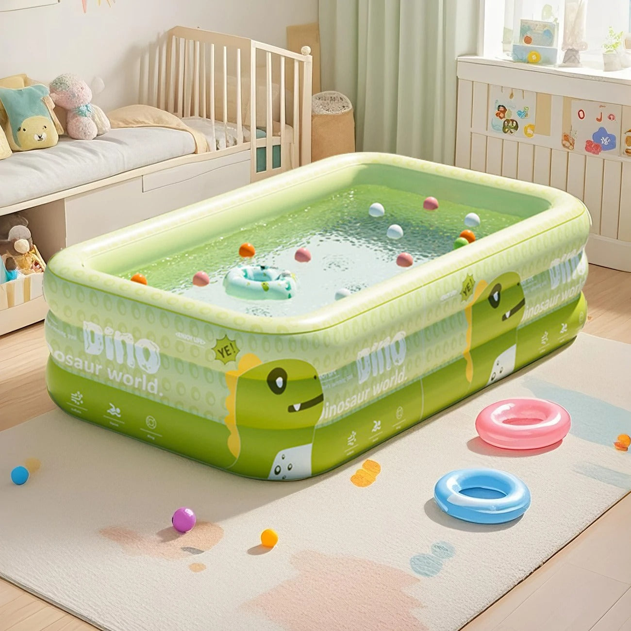 Large Inflatable Family Swimming Pool – Outdoor Garden Pool with 10 Sea Balls