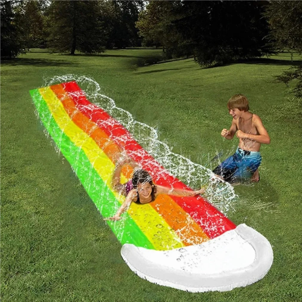 480cm Inflatable Water Slide Mat – Backyard Lawn Splash Sprinkler Slide for Kids