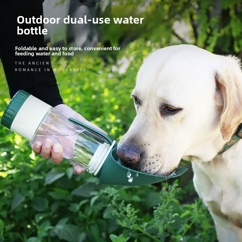 2-in-1 Portable Pet Water Bottle and Foldable Feeding Bowl for Travel