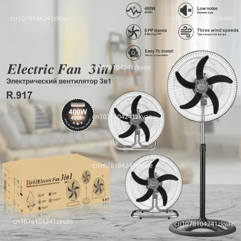 18-Inch Oscillating Pedestal Fan – Powerful 3-Speed Adjustable Standing Fan with Weighted Base