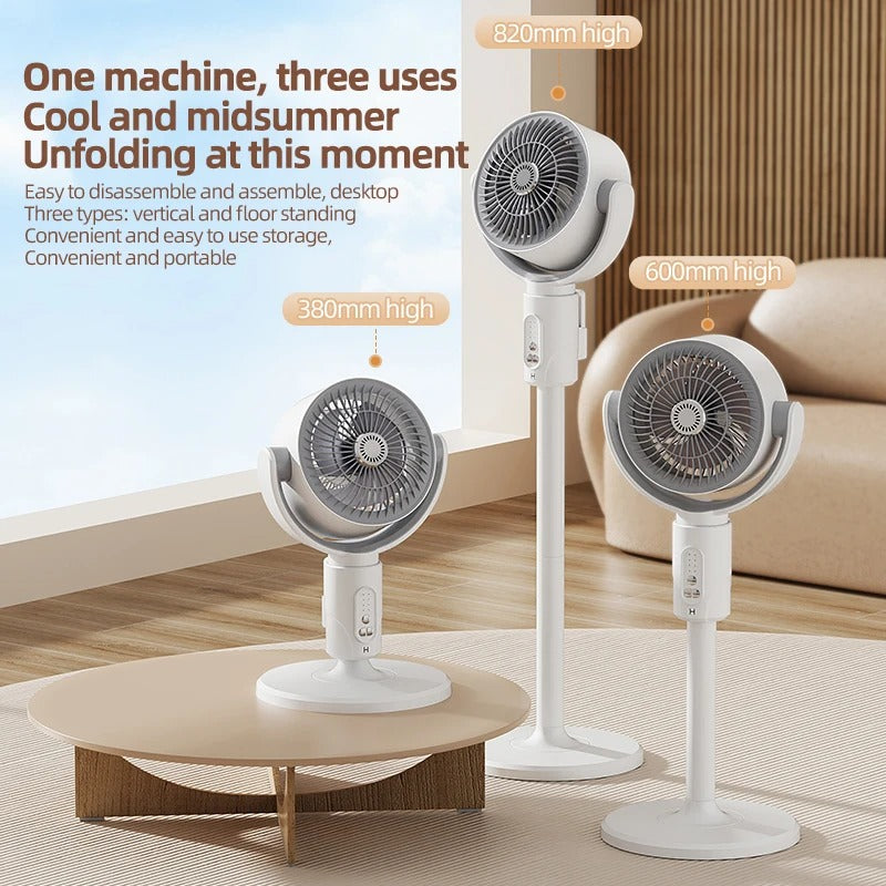 44" Smart Hybrid Pedestal Fan with Remote Control & Ultra-Quiet Air Circulation