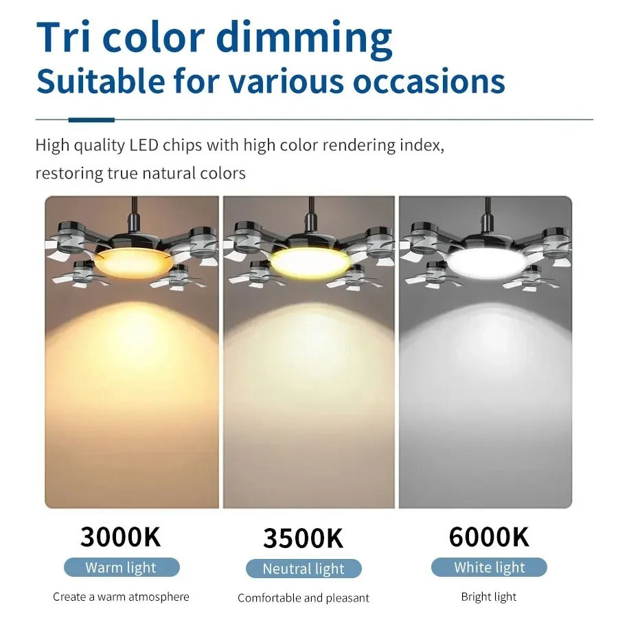 Remote Control LED Ceiling Fan Light – Modern 2-in-1 Ceiling Light with Fan