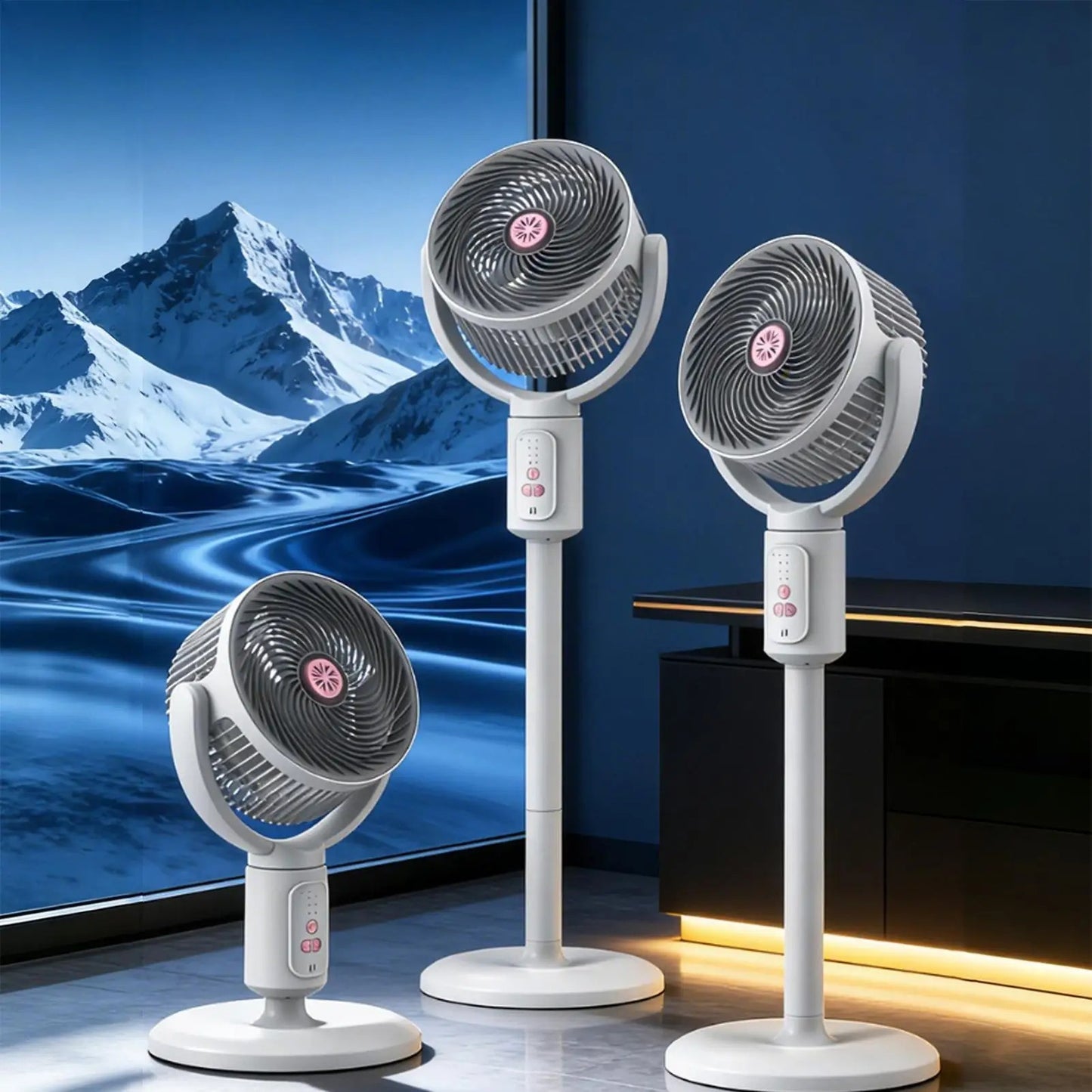 44" Smart Hybrid Pedestal Fan with Remote Control & Ultra-Quiet Air Circulation