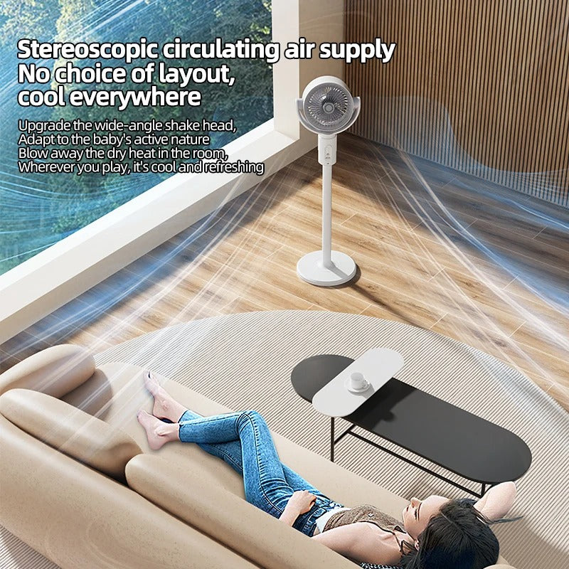 44" Smart Hybrid Pedestal Fan with Remote Control & Ultra-Quiet Air Circulation