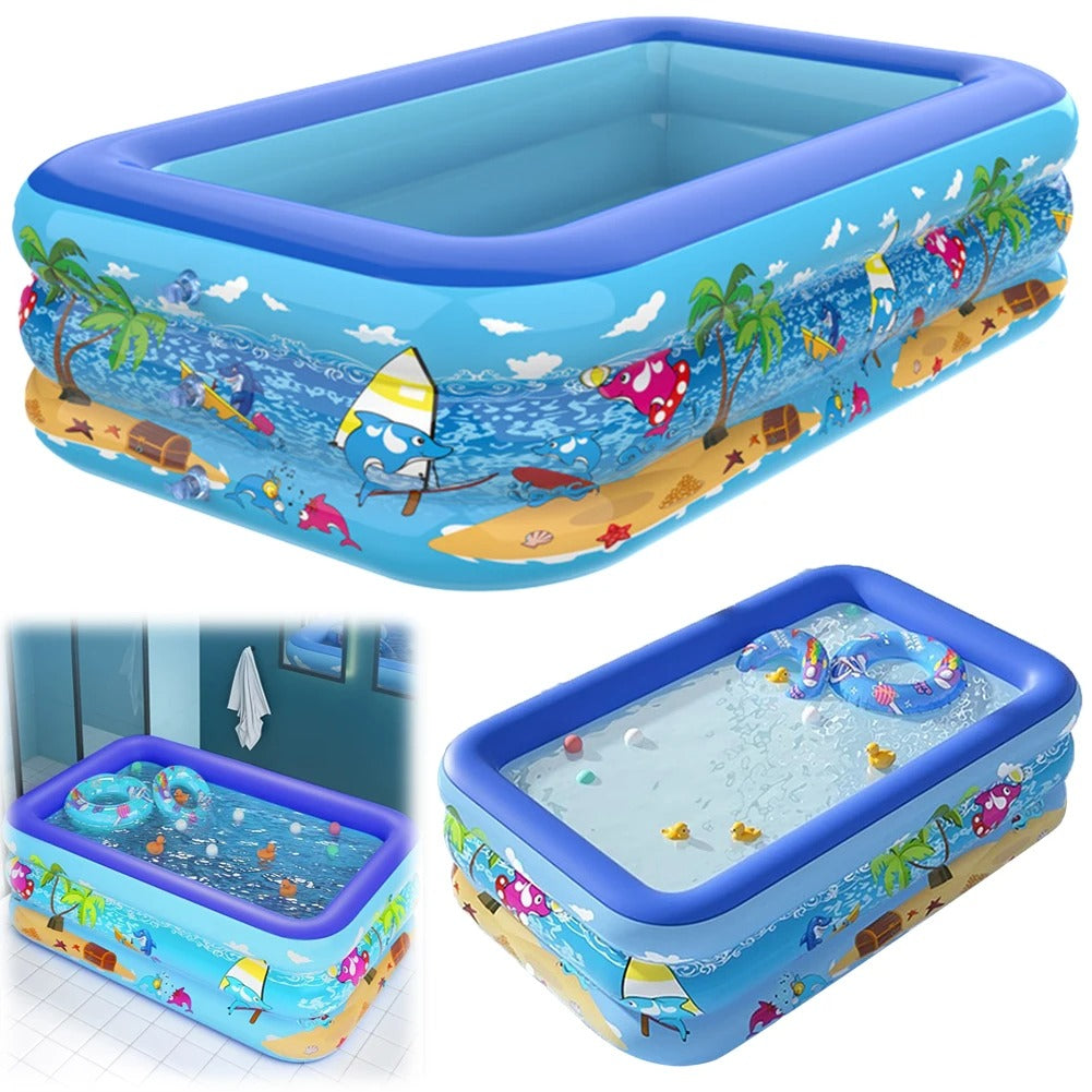 Large Inflatable Family Swimming Pool – Thickened Rectangular Outdoor Pool for Kids