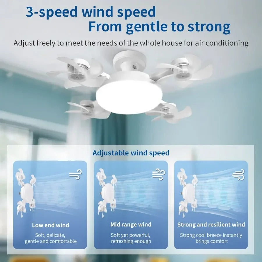 Remote Control LED Ceiling Fan Light – Modern 2-in-1 Ceiling Light with Fan