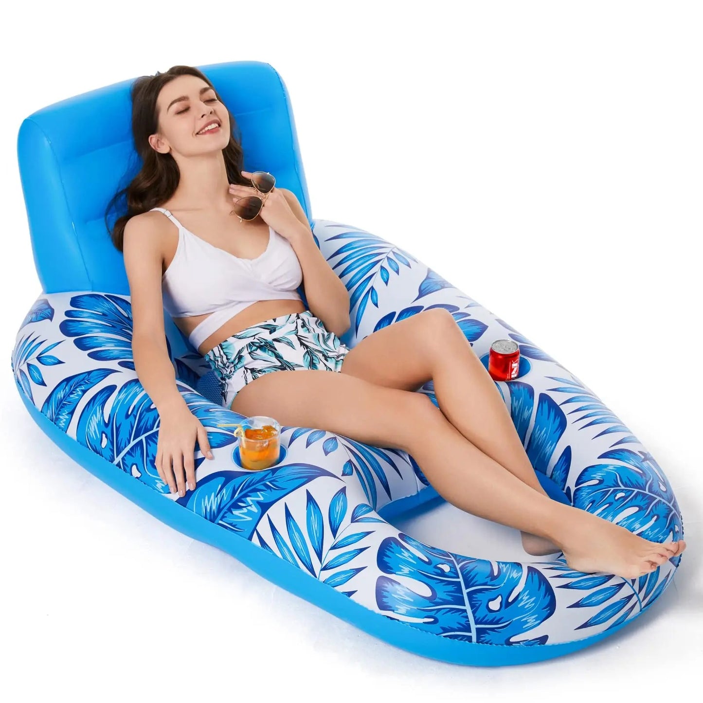 Inflatable Pool Float Lounger for Adults – Cooling Mesh Seat Floating Chair with Backrest