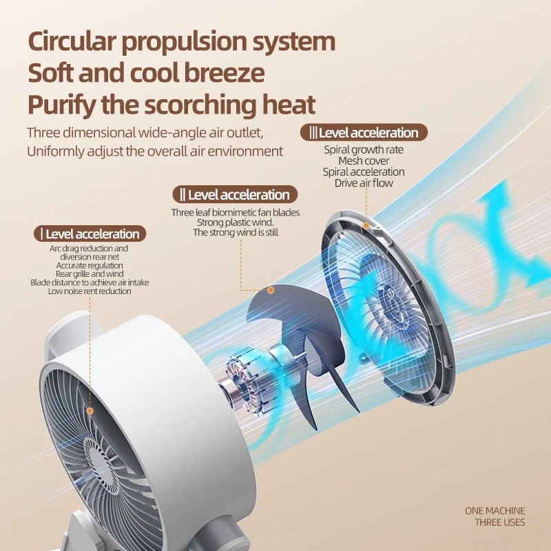 44" Smart Hybrid Pedestal Fan with Remote Control & Ultra-Quiet Air Circulation