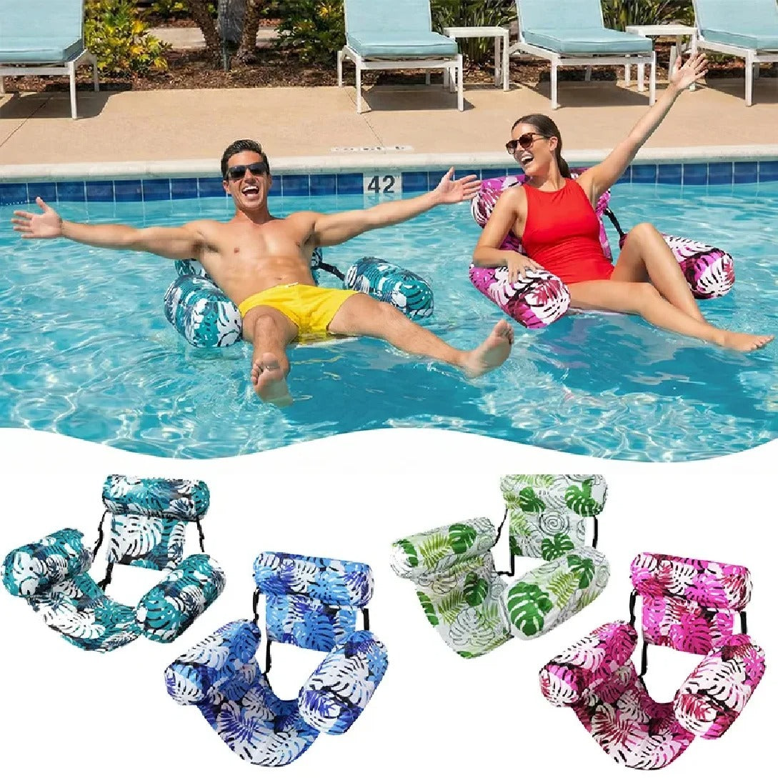 Inflatable Pool Hammock Float with Backrest – Foldable Water Lounge Chair for Adults