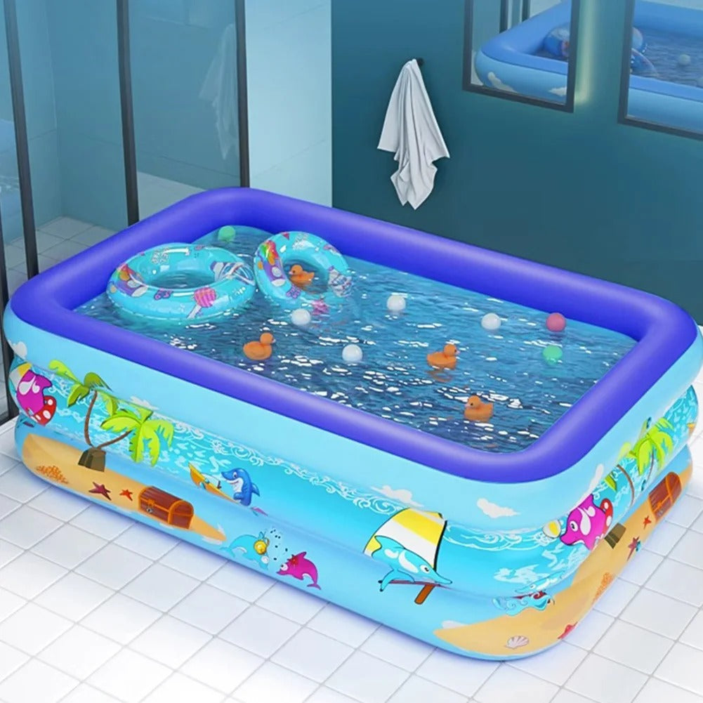 Large Inflatable Family Swimming Pool – Thickened Rectangular Outdoor Pool for Kids