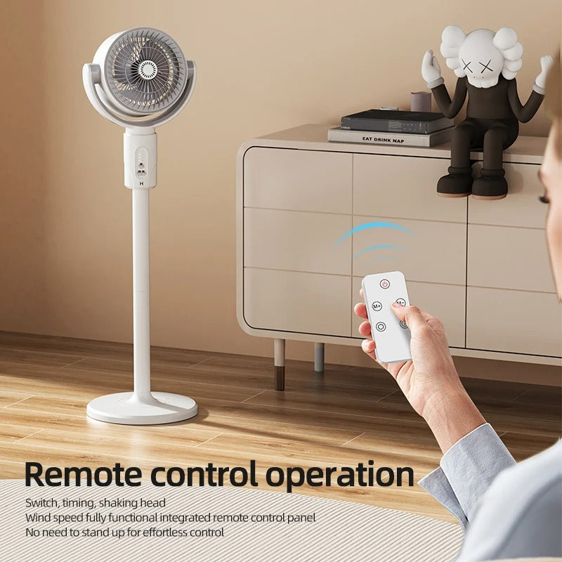 44" Smart Hybrid Pedestal Fan with Remote Control & Ultra-Quiet Air Circulation