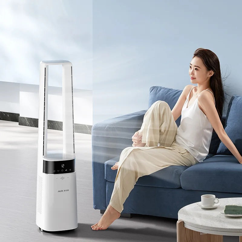 Smart Bladeless Tower Fan & Air Purifier – Ultra-Quiet Cooling with App Control