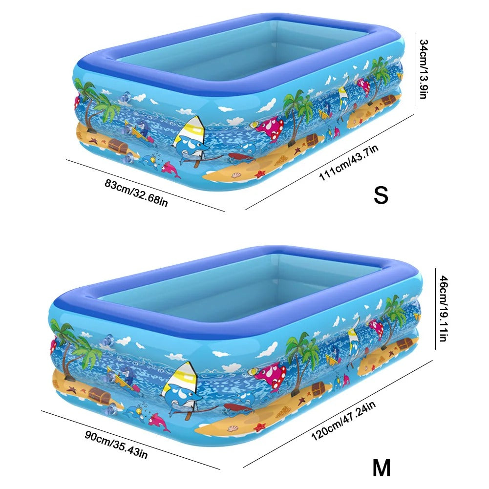 Large Inflatable Family Swimming Pool – Thickened Rectangular Outdoor Pool for Kids