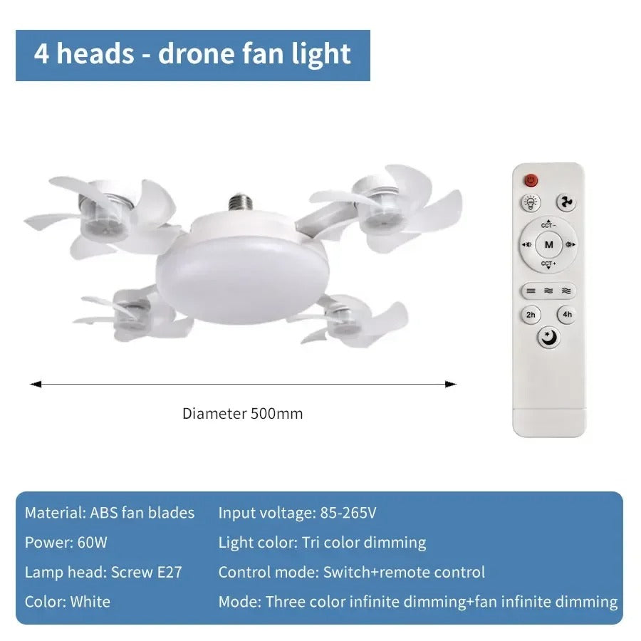 Remote Control LED Ceiling Fan Light – Modern 2-in-1 Ceiling Light with Fan