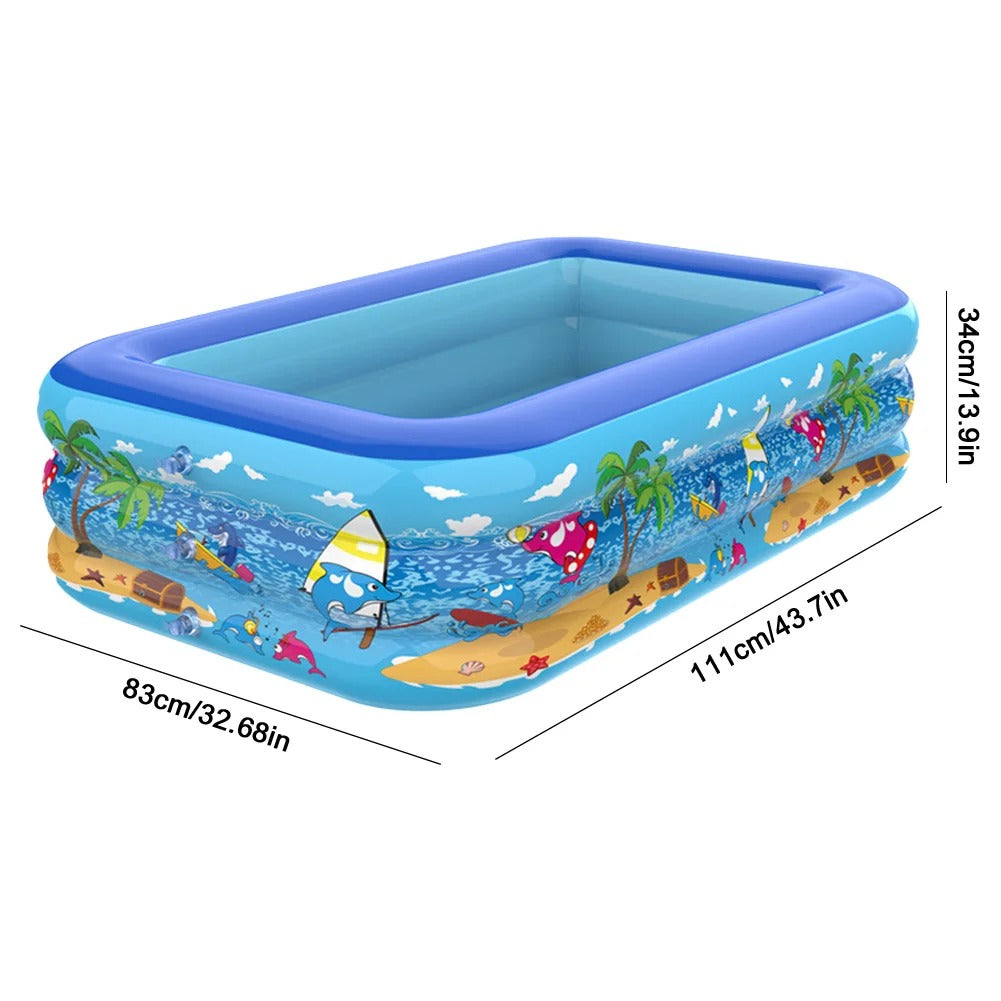Large Inflatable Family Swimming Pool – Thickened Rectangular Outdoor Pool for Kids