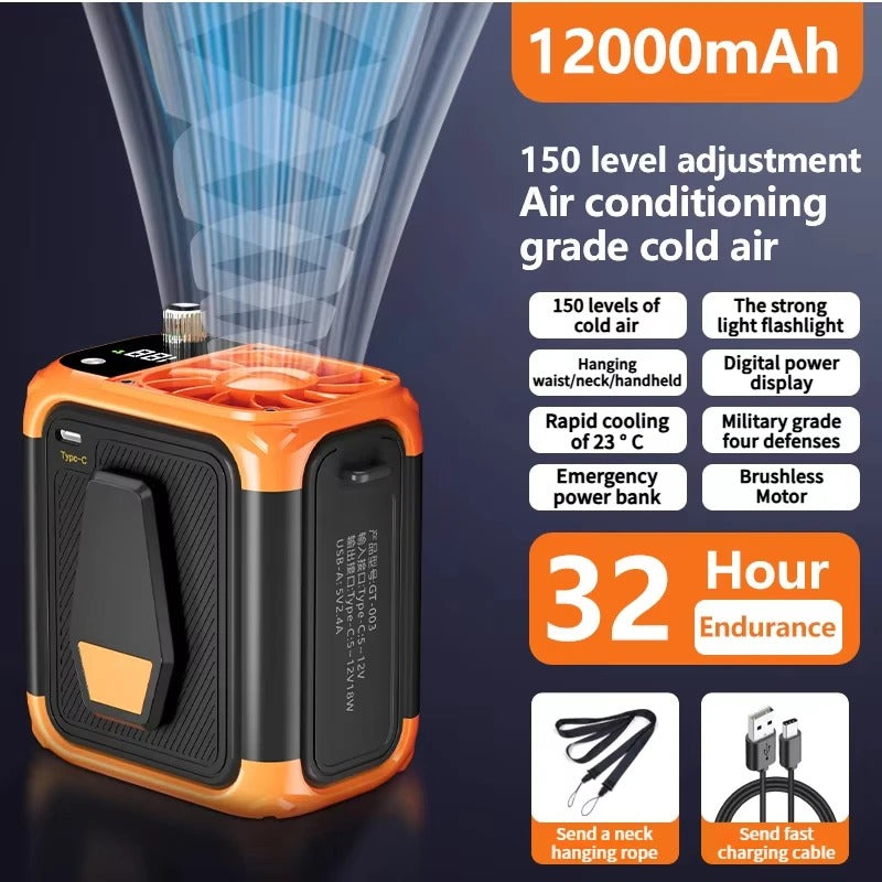 Portable Waist Clip Fan – Rechargeable Hands-Free Cooling Fan for Outdoor Use