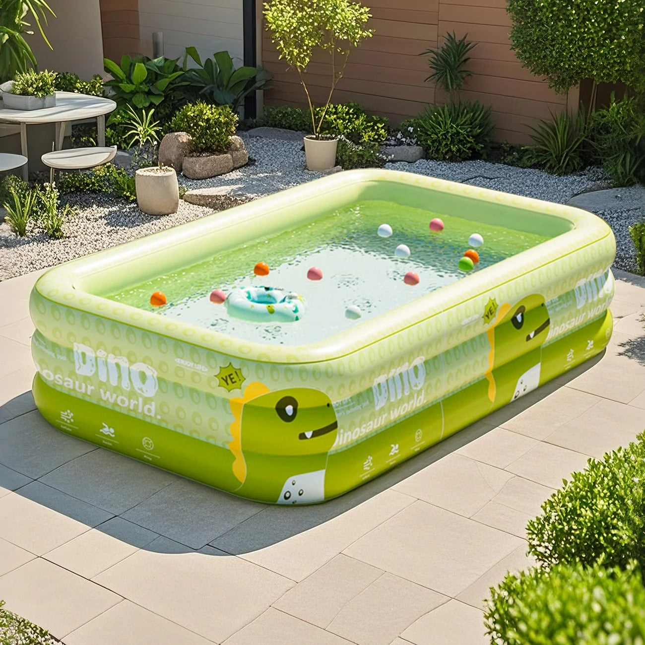 Large Inflatable Family Swimming Pool – Outdoor Garden Pool with 10 Sea Balls