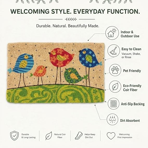 Colorful Birds Coco Doormat